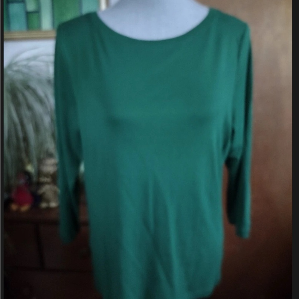 Talbots Classic Forest Green 3/4 Sleeve Tee